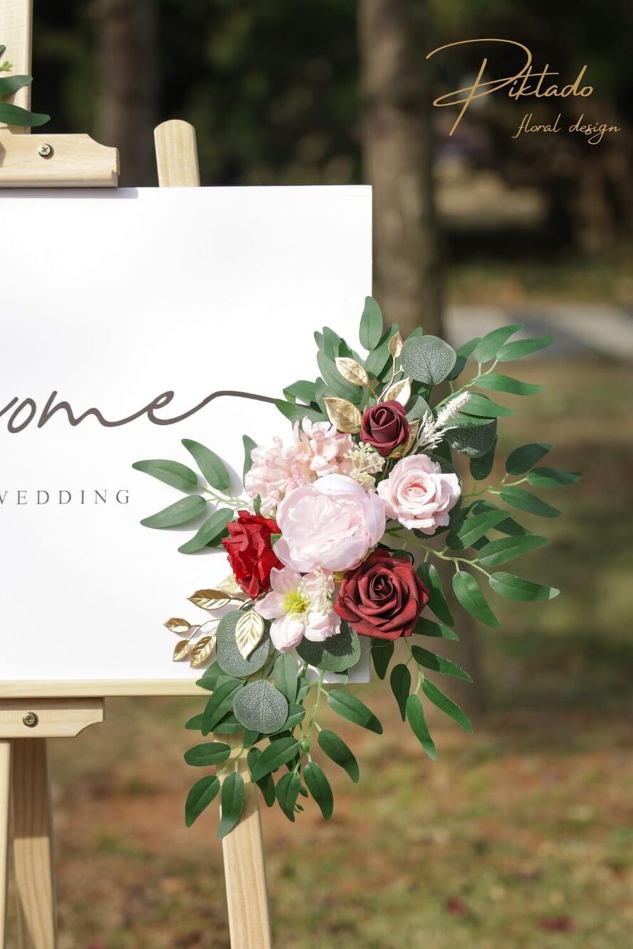 3644 Faux Flower Swag Set of 2 for Wedding Welcome Signs Floral Swag - Picture 8 of 9